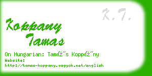 koppany tamas business card